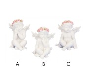 Angelček sedeči z vrtnico 7.5 cm