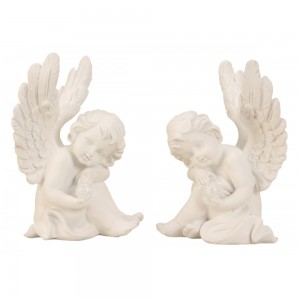 Angel sitting with glass ball 18.5 cm