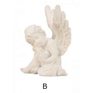 Angel sitting with glass ball 18.5 cm