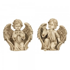 Angel kneeling with bird 26 cm