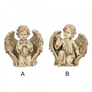 Angel kneeling with bird 26 cm